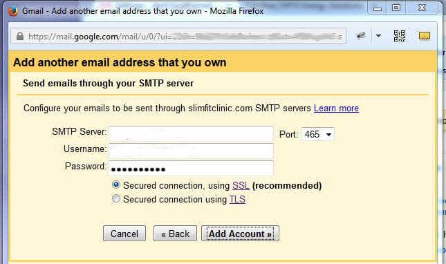 SMTP Server address